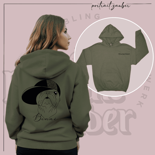 "Ein Pullover, der die Persönlichkeit und den Charme deines Hundes auf stilvolle Weise in den Mittelpunkt stellt – bei Portrait-Zauber erhältlich."