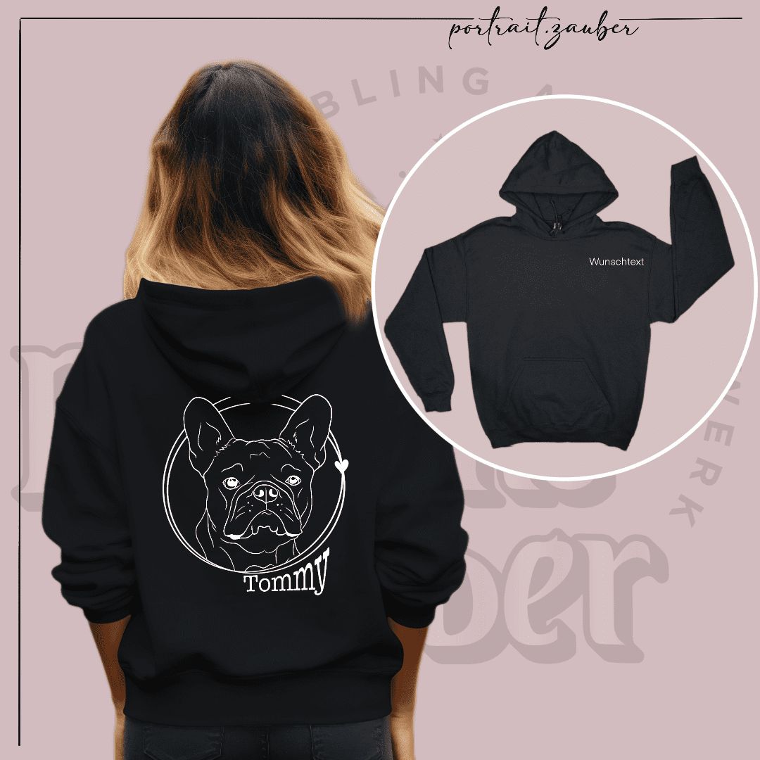 "Dieser personalisierte Pullover von Portrait-Zauber ist eine Hommage an die treue Begleitung deines Hundes."