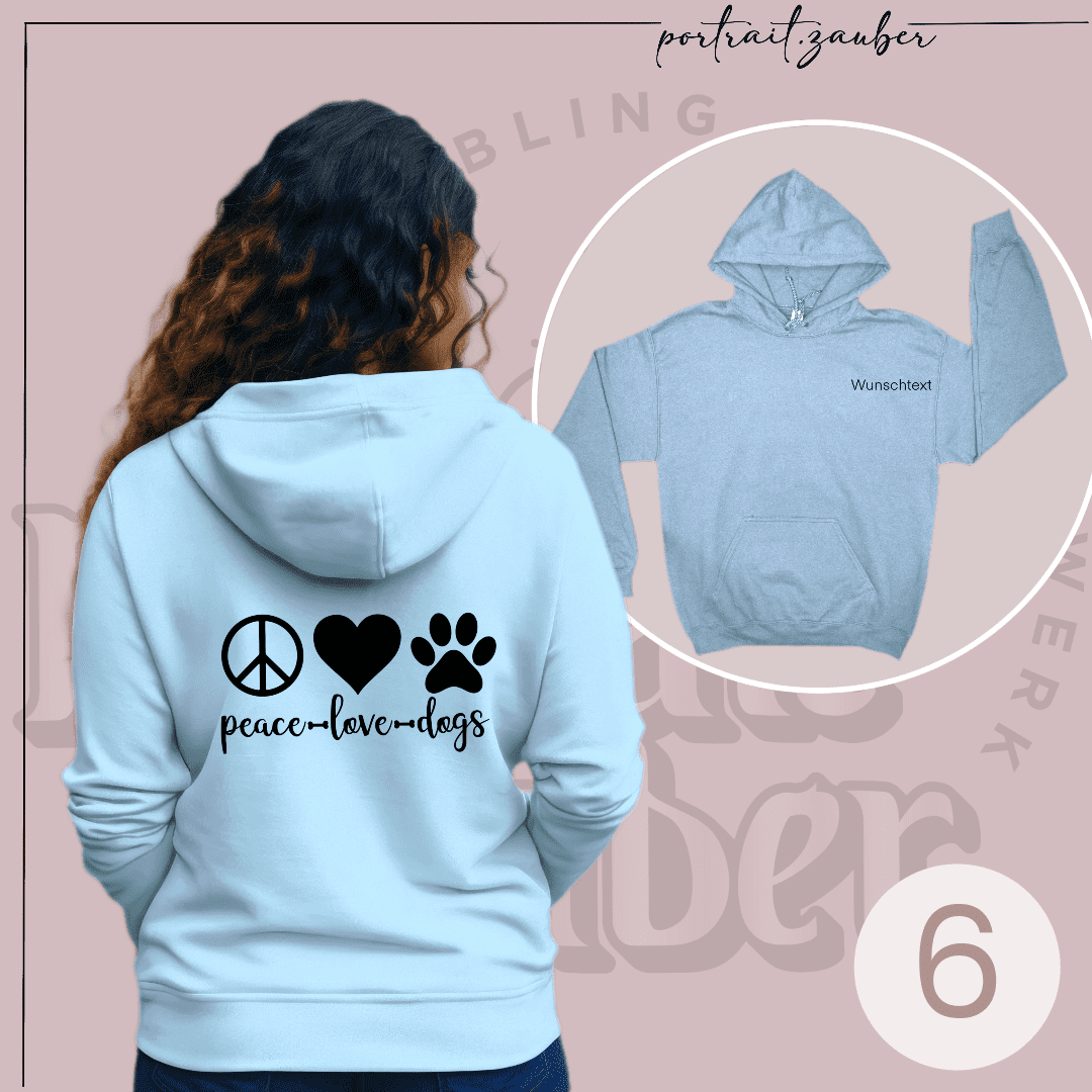 Dieser Pullover ist eine lebendige Hommage an die Liebe zwischen Hundebesitzer und Hund, erhältlich bei Portrait-Zauber.