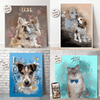 Einzigartiges Hundeportrait auf Leinwand, handgefertigt.